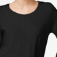 Blusa feminina estilo &amp; co com manga sino e acabamento em crochê, preta, tamanho pequeno P
