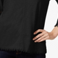 Blusa feminina estilo &amp; co com manga sino e acabamento em crochê, preta, tamanho pequeno P