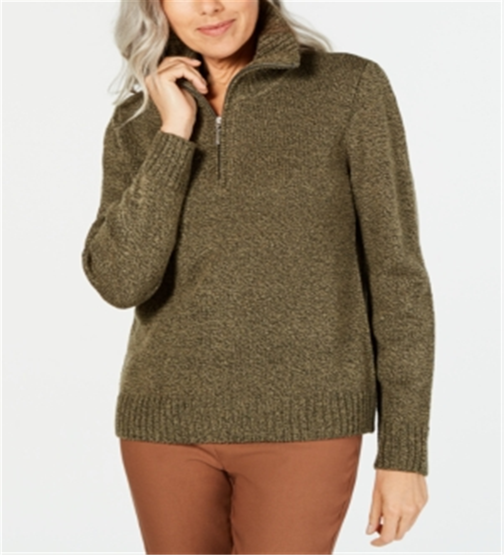 Karen Scott Suéter Feminino de Malha Marmorizada Verde Tamanho Pequeno