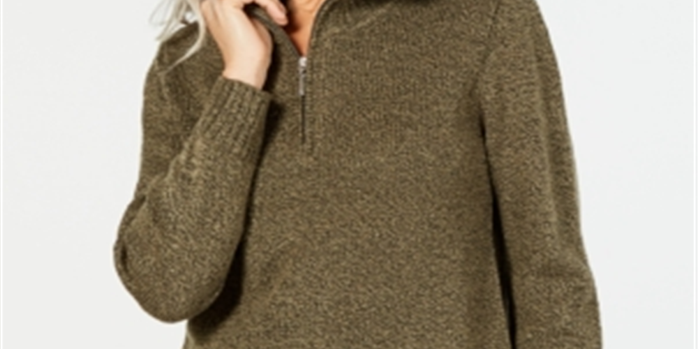 Karen Scott Suéter Feminino de Malha Marmorizada Verde Tamanho Pequeno