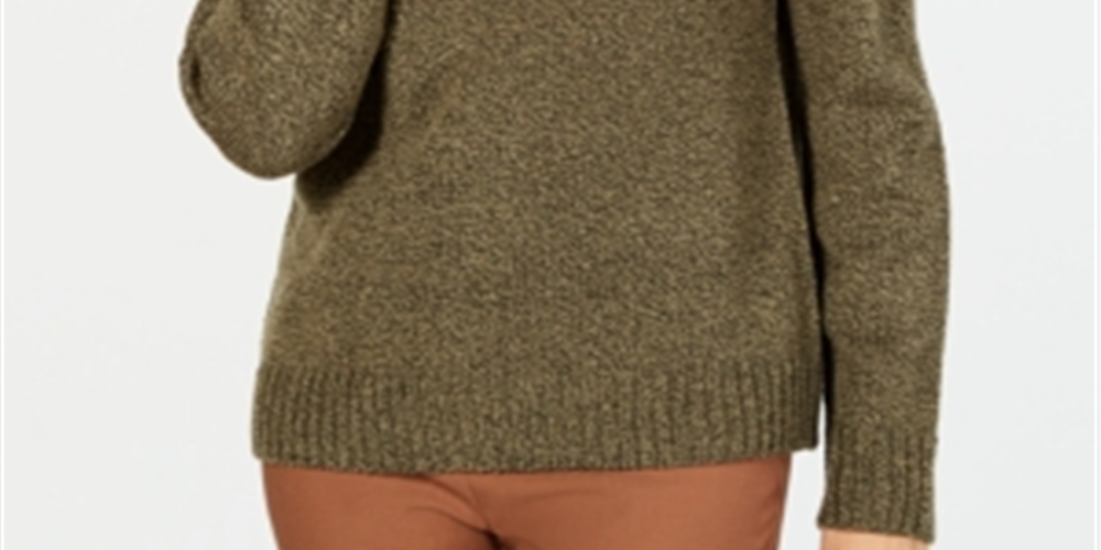 Karen Scott Suéter Feminino de Malha Marmorizada Verde Tamanho Pequeno