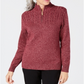 Karen Scott Suéter Feminino de Malha Marled com Zíper em 1/4 Vermelho Tamanho XS