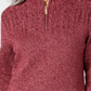 Karen Scott Suéter Feminino de Malha Marled com Zíper em 1/4 Vermelho Tamanho XS