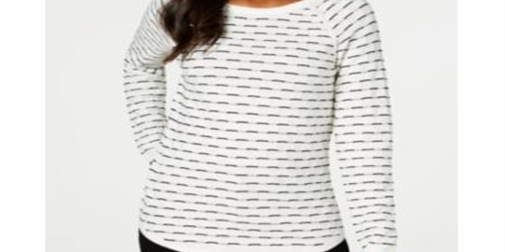 Suéter texturizado feminino Karen Scott, tamanho pequeno, branco