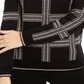 Blusa feminina Charter Club com estampa e gola joia, preta, tamanho X-S