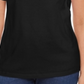 Camiseta feminina Karen Scott de algodão com decote em V e acabamento aberto, preta, tamanho pequeno