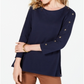 Charter Club Supima Cotton Embellished Top Feminino Azul Tamanho Médio