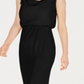 Vestido longo feminino Adrianna Papell com decote canoa, preto, tamanho 18