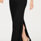 Vestido longo feminino Adrianna Papell com decote canoa, preto, tamanho 18