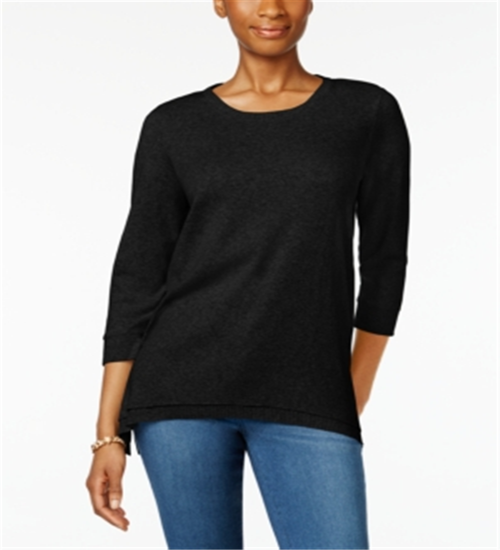 Top feminino com bainha em camadas Style &amp; Co, preto, tamanho médio