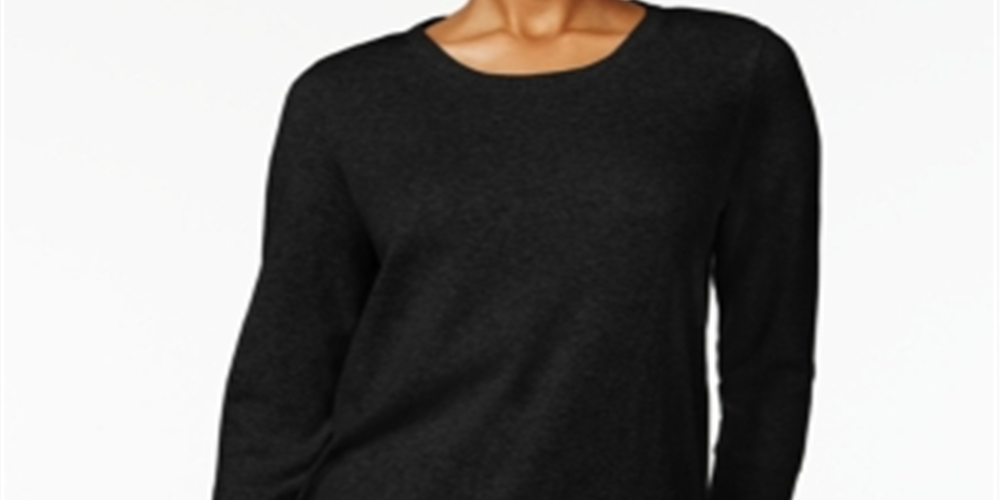 Top feminino com bainha em camadas Style &amp; Co, preto, tamanho médio