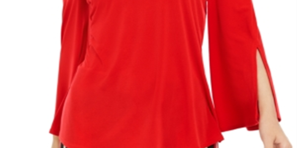 Blusa feminina Alfani com apliques de um ombro só, vermelha, tamanho médio