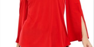 Blusa feminina Alfani com apliques de um ombro só, vermelha, tamanho médio