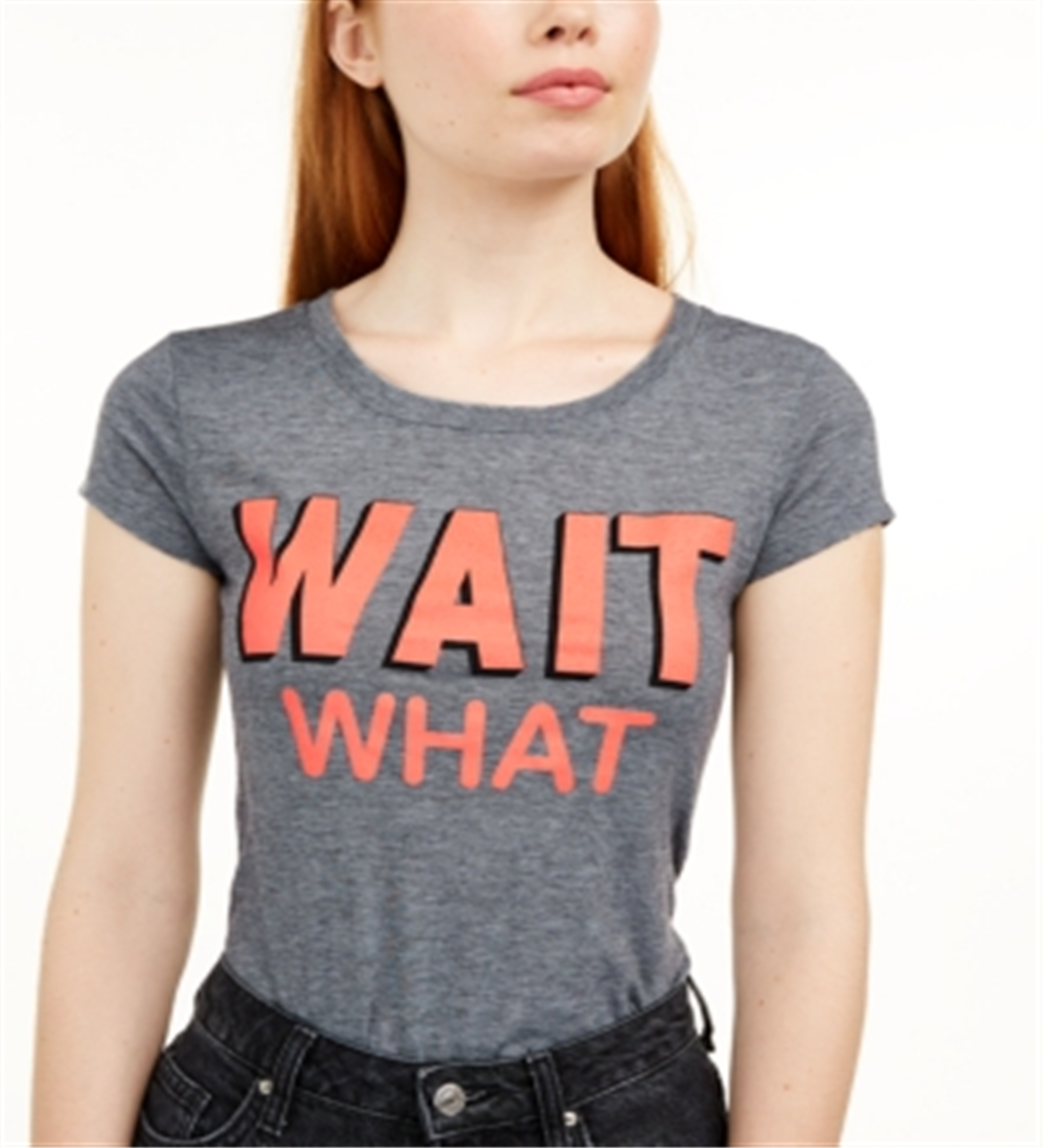 Camiseta gráfica microlistrada Love Tribe Junior's Wait What, preta, tamanho extragrande