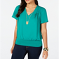 Blusa plissada estampada Thalia Sodi feminina, verde, tamanho grande