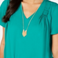 Blusa plissada estampada Thalia Sodi feminina, verde, tamanho grande