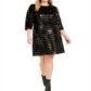 Vestido tubinho acima do joelho com lantejoulas e estampa plus size INC International Concepts feminino, preto, tamanho 1X