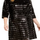 Vestido tubinho acima do joelho com lantejoulas e estampa plus size INC International Concepts feminino, preto, tamanho 1X