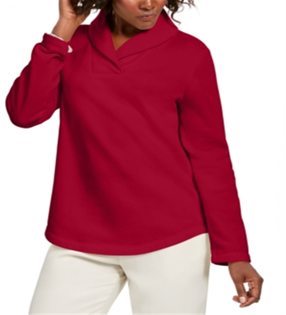 Moletom feminino Karen Scott com gola xale, vermelho, tamanho pequeno P