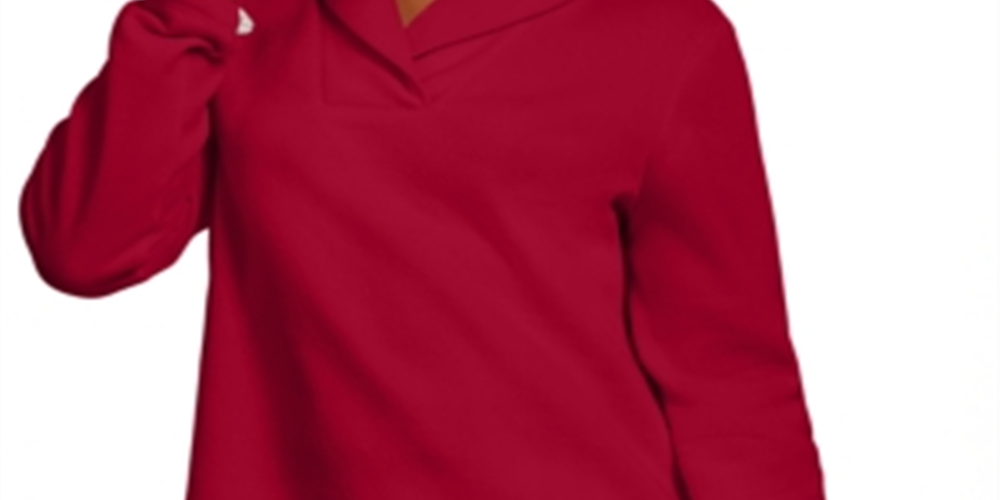 Moletom feminino Karen Scott com gola xale, vermelho, tamanho pequeno P