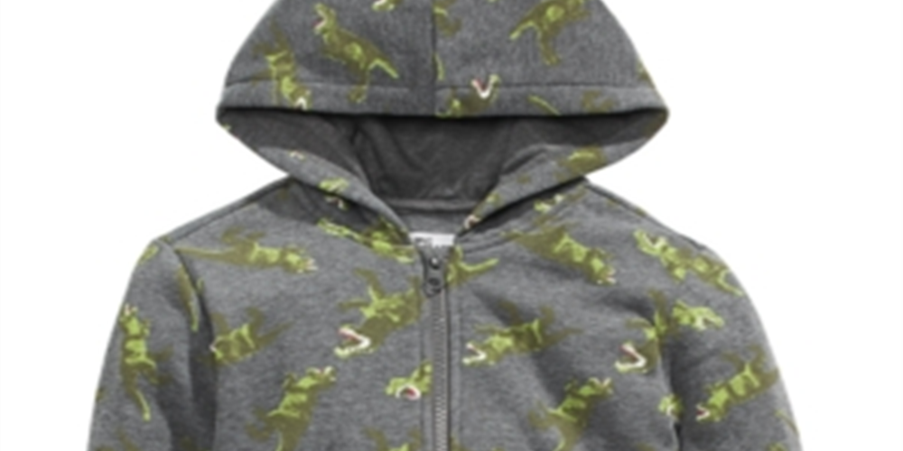 Moletom com capuz e zíper com estampa de dinossauro para meninos da Epic Threads, cinza, tamanho 3