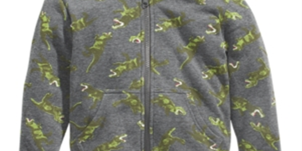 Moletom com capuz e zíper com estampa de dinossauro para meninos da Epic Threads, cinza, tamanho 3