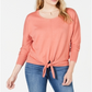 Suéter feminino com amarração frontal estilo &amp; co laranja tamanho extrapequeno