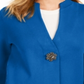 Cardigan feminino JM Collection com broche para festa de fim de ano, azul, tamanho pequeno