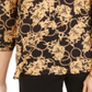 JM Collection Top feminino com estampa de folha metálica e pregas nas costas, preto, tamanho XX-G