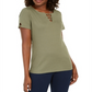 Karen Scott Top feminino com recorte triplo e argola, verde, tamanho médio