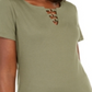 Karen Scott Top feminino com recorte triplo e argola, verde, tamanho médio