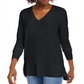 Suéter feminino Maison Jules com decote em V, preto, tamanho extrapequeno