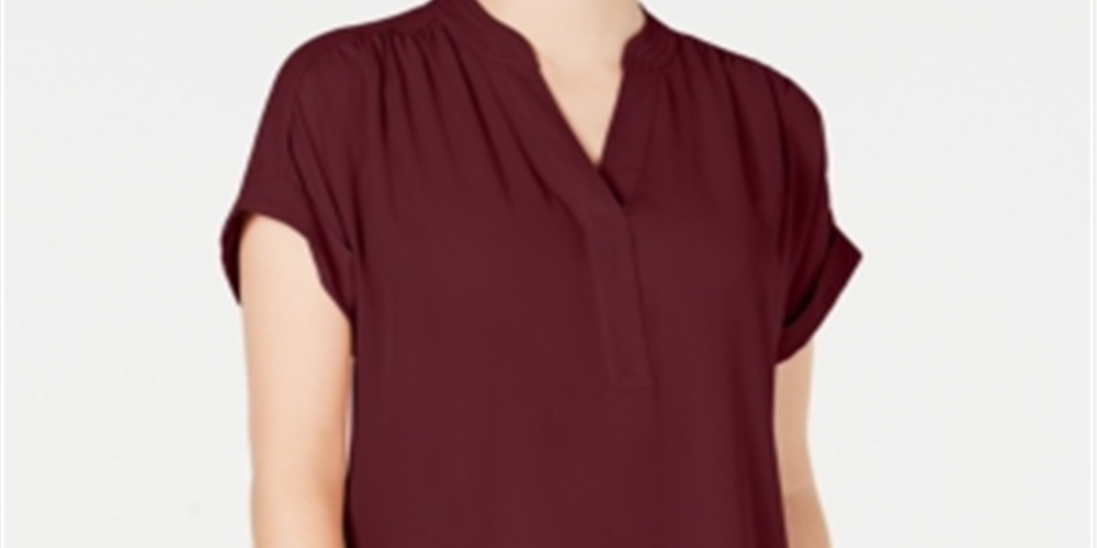 Blusa feminina Charter Club com decote aberto e manga curta, vermelha, tamanho pequeno