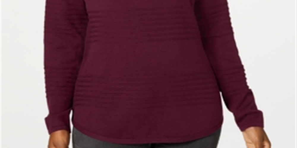 Karen Scott Suéter Feminino de Algodão com Canelado Vinho Tamanho Pequeno P