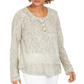 Top Henley de renda feminino Style &amp; Co, cinza, tamanho X-S
