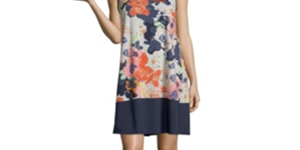 Vestido feminino John Paul Richard com estampa floral, azul, tamanho extragrande