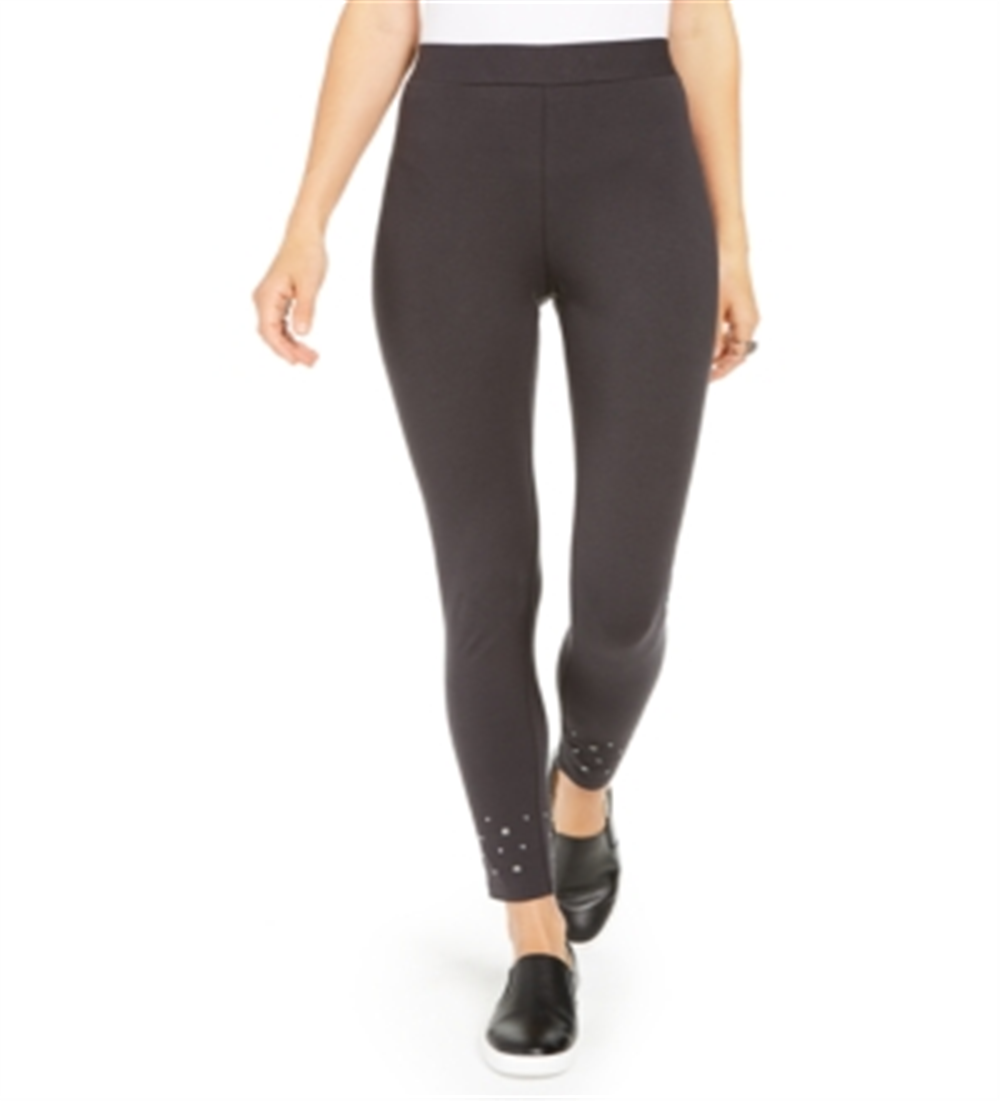 Leggings femininas com bainha cravejada Style &amp; Co, cinza, tamanho X-S
