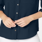 Camisa feminina Charter Club com dois bolsos, azul, tamanho grande