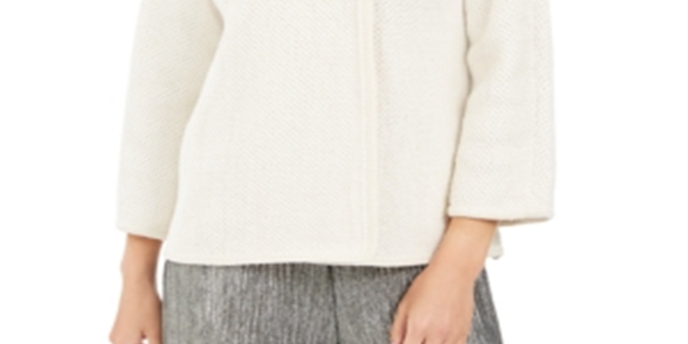 Jaqueta feminina JM Collection com broche texturizado metálico para festa de fim de ano, branca, tamanho XX-G