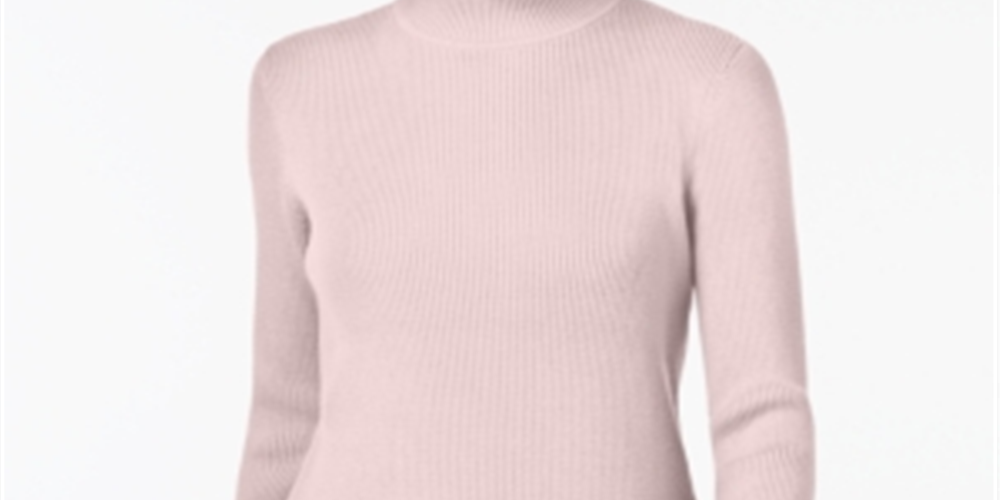 Karen Scott Blusa feminina de gola alta canelada em algodão, rosa, tamanho X-S