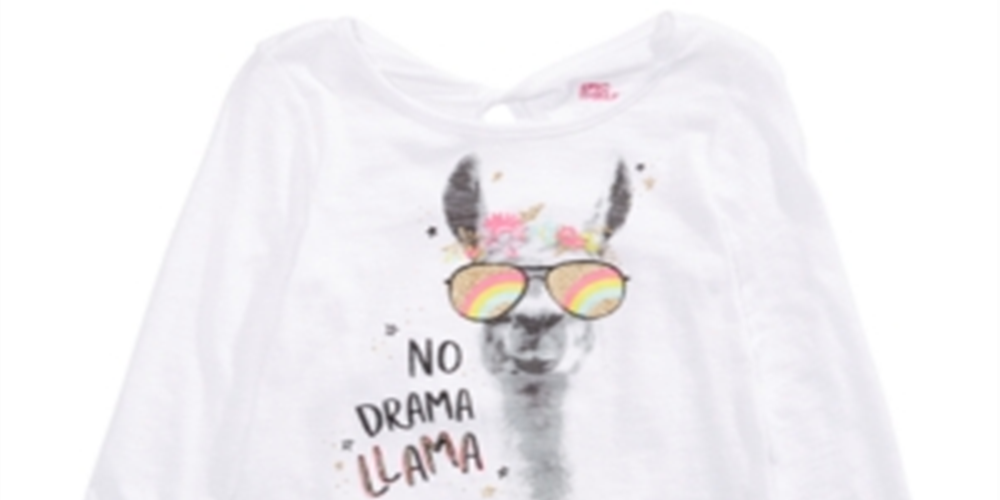 Camisetas Epic Threads Big Girl's No Drama Llama, tamanho pequeno, brancas