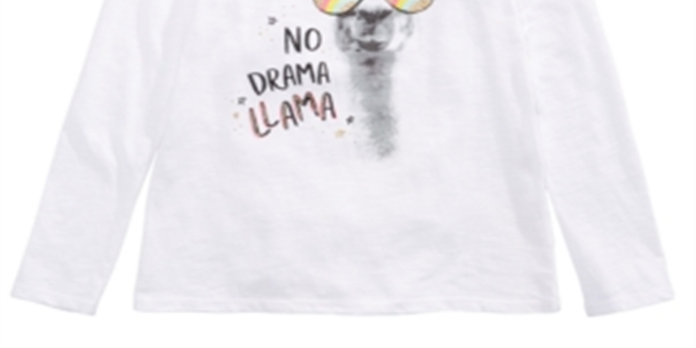 Camisetas Epic Threads Big Girl's No Drama Llama, tamanho pequeno, brancas