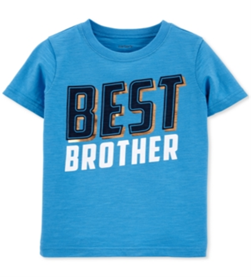 Camiseta estampada Carter's para meninos, gola redonda, manga curta, azul, tamanho 3T