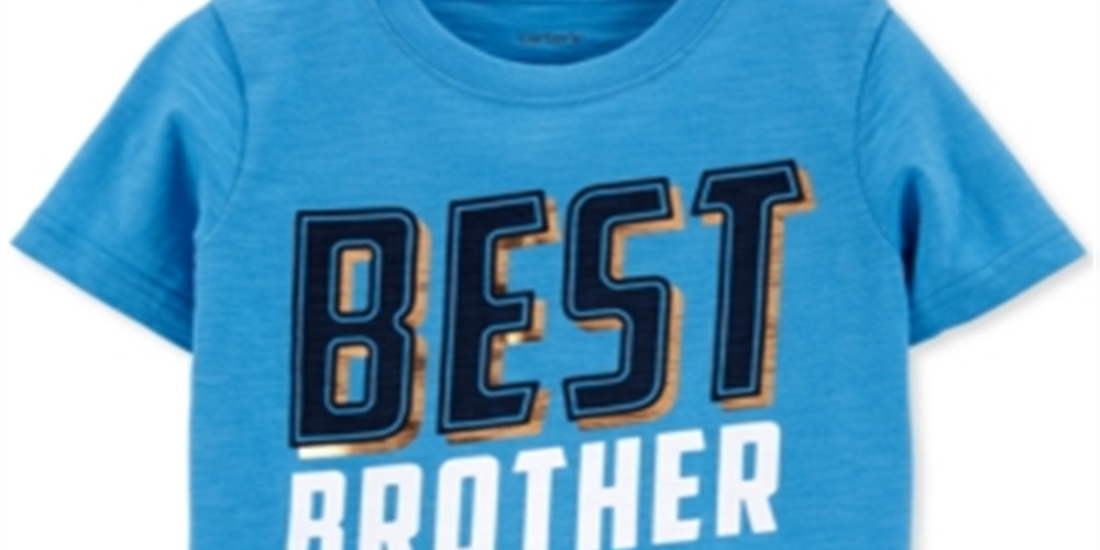 Camiseta estampada Carter's para meninos, gola redonda, manga curta, azul, tamanho 3T