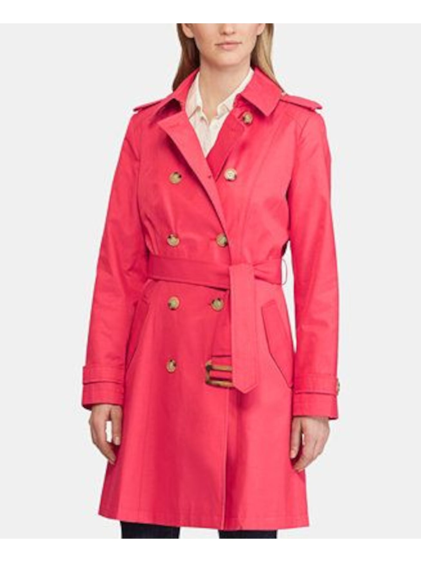 Ralph Lauren Trench Coat Feminino com Cinto Vermelho Tamanho Grande