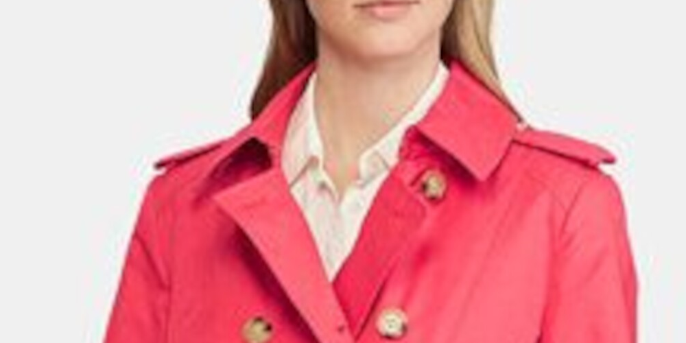 Ralph Lauren Trench Coat Feminino com Cinto Vermelho Tamanho Grande