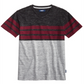 Camiseta Univibe Big Boy's Valle com listras coloridas e gola V, preta, tamanho GG