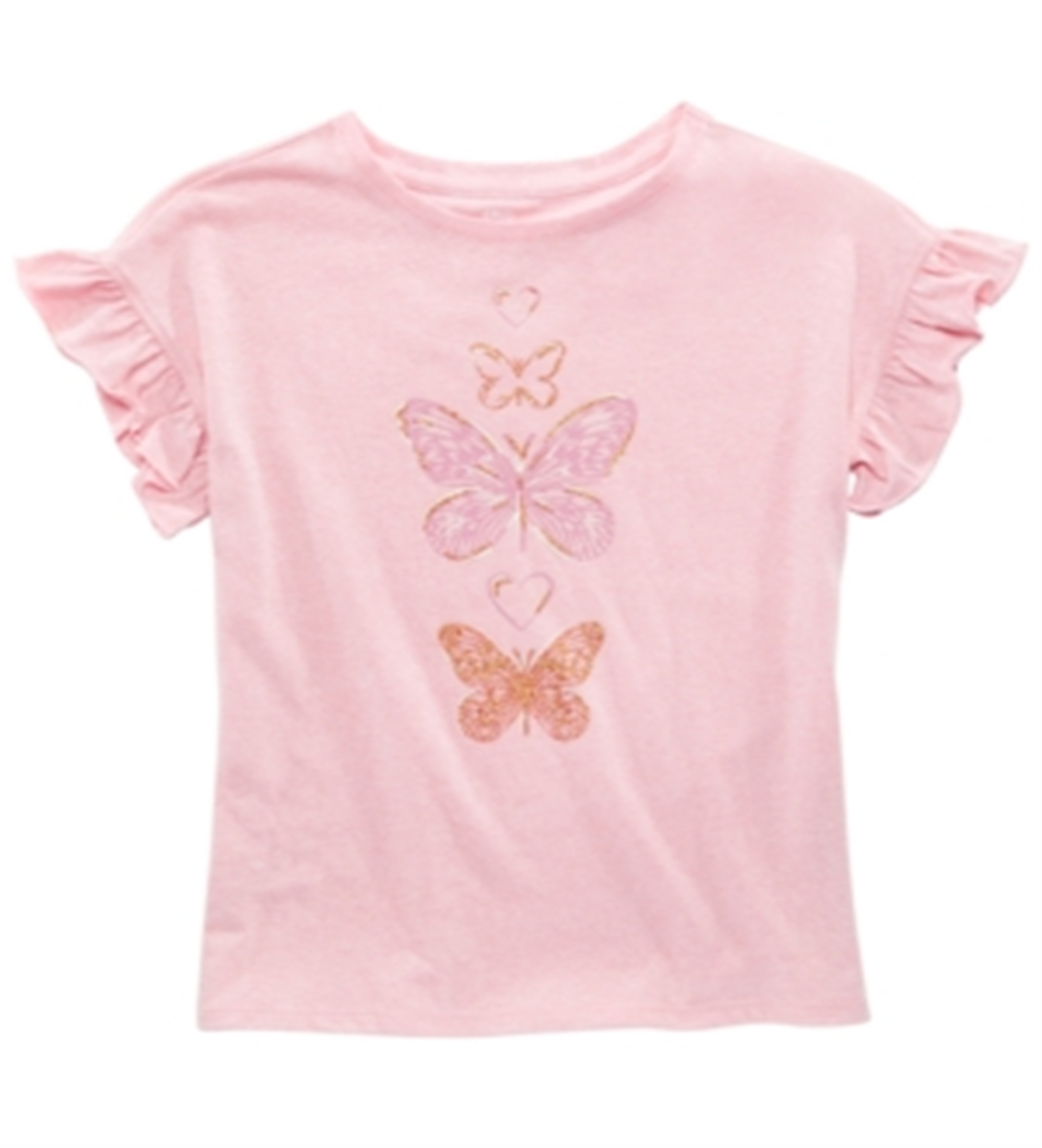 Camiseta estampada com borboletas para meninas grandes da Epic Threads, rosa, tamanho médio