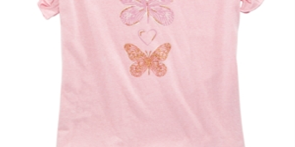 Camiseta estampada com borboletas para meninas grandes da Epic Threads, rosa, tamanho médio