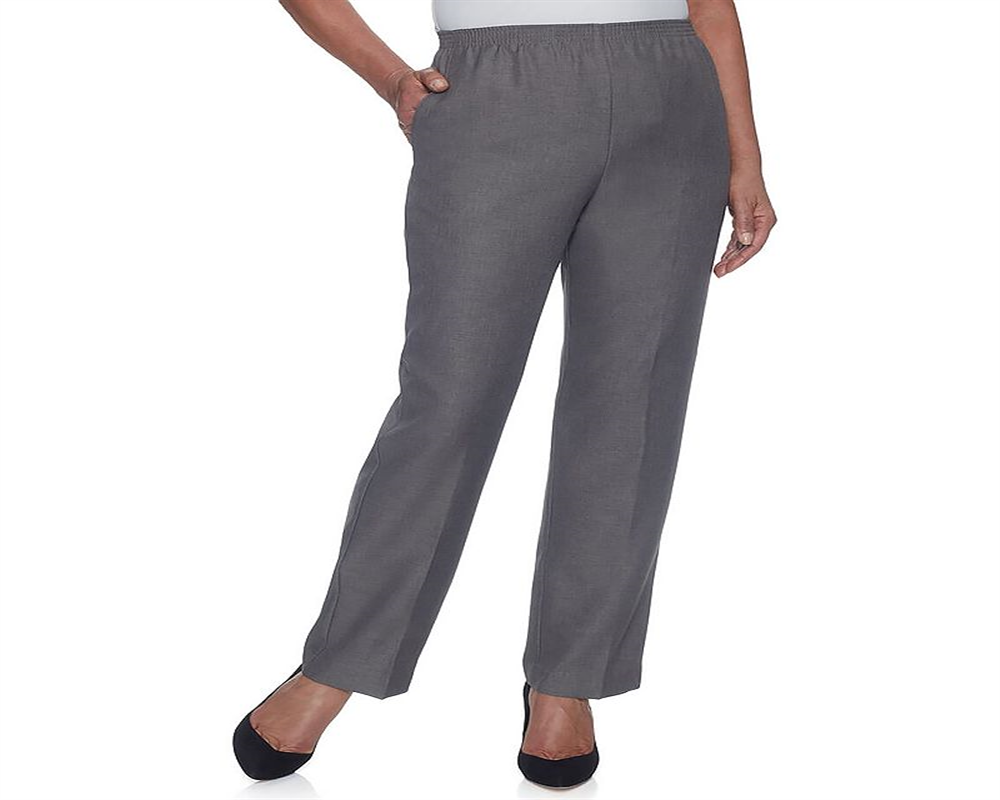 Calça reta feminina Alfred Dunner Classics, cinza, tamanho 10